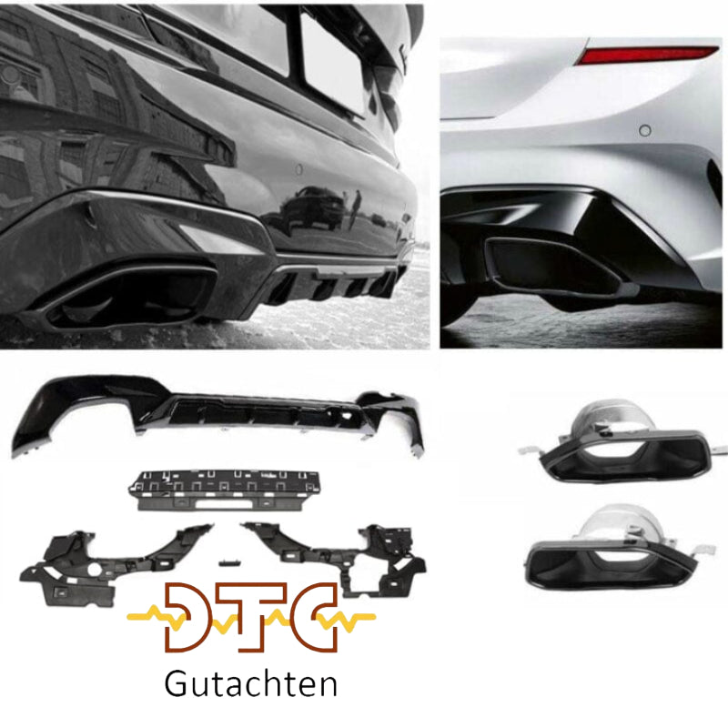 BMW 3er G20 M340i Diffusor + Auspuffblenden – Schwarz